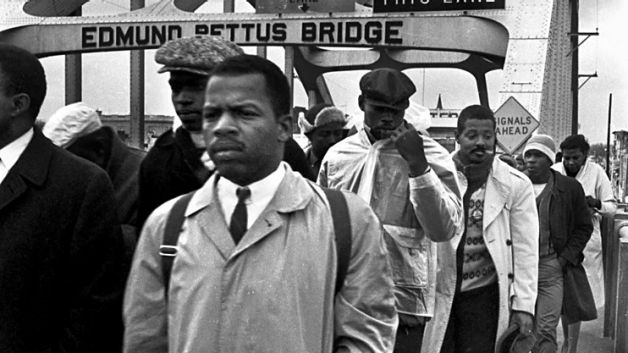 John Lewis, March 7th 1965, Selma, Alabama leading the march on Edmund Pettus Bridge.