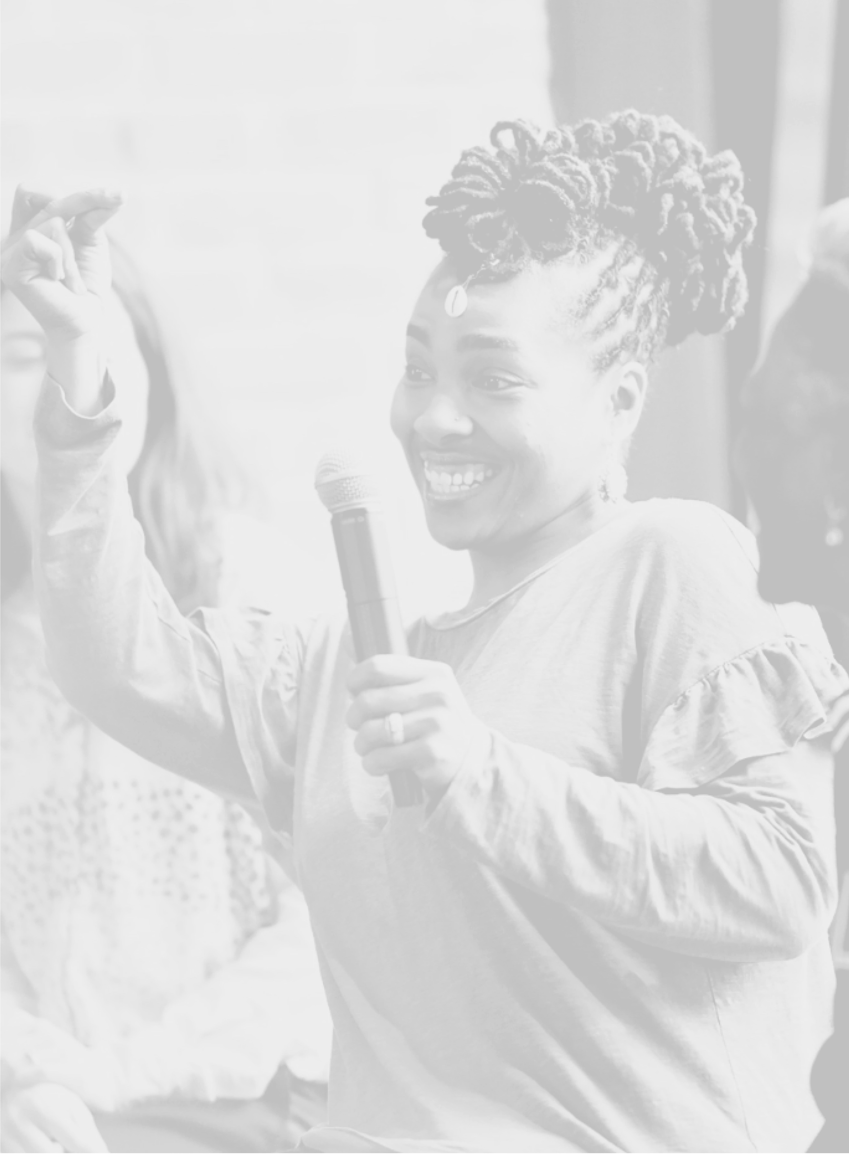 black and white image of women speaking