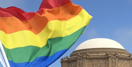 Pride flags in the Presidio