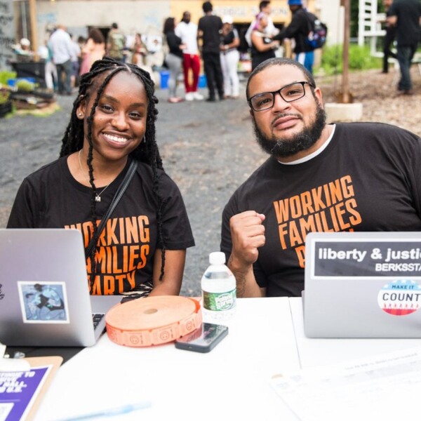 Working Families Party PA members tabling.