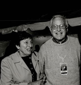 A black and white photo of Victor and Lorraine Honig